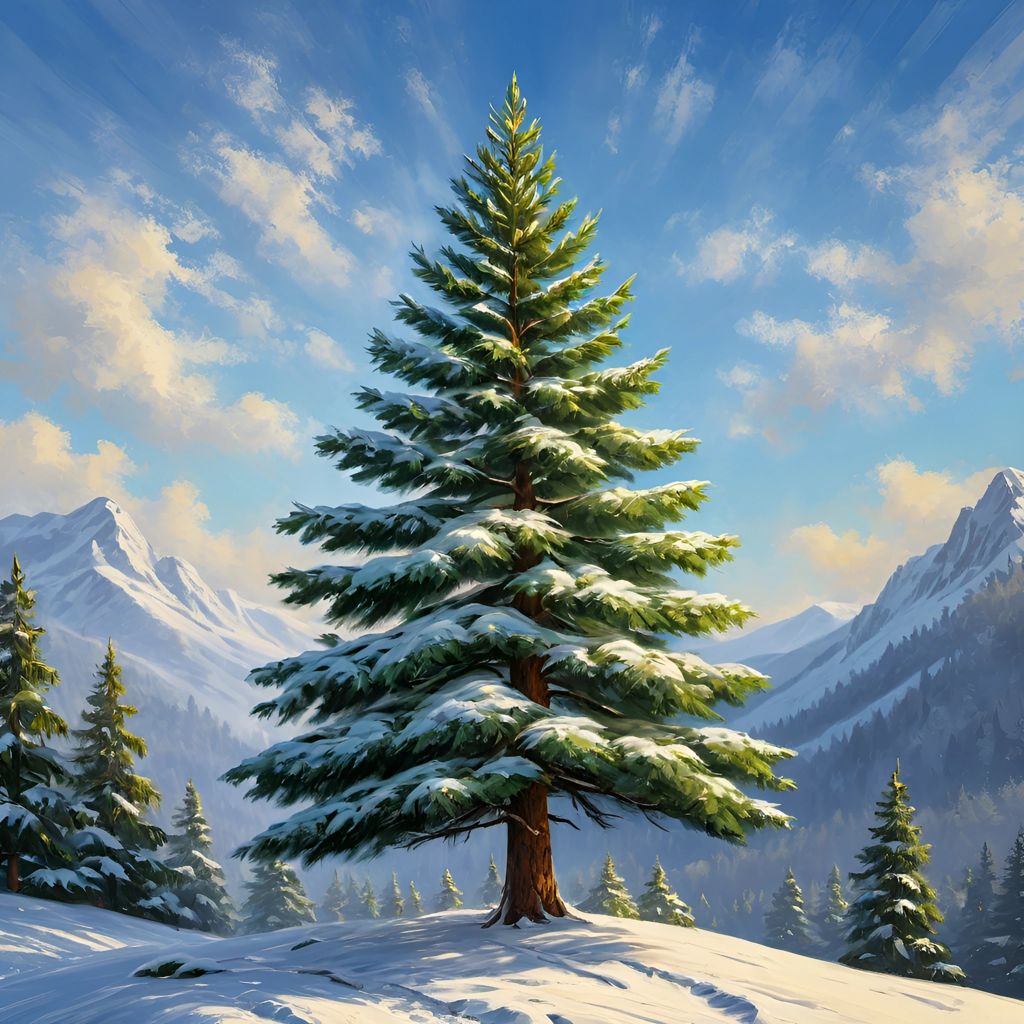 computer generated image of an evergreen tree coverd by snow